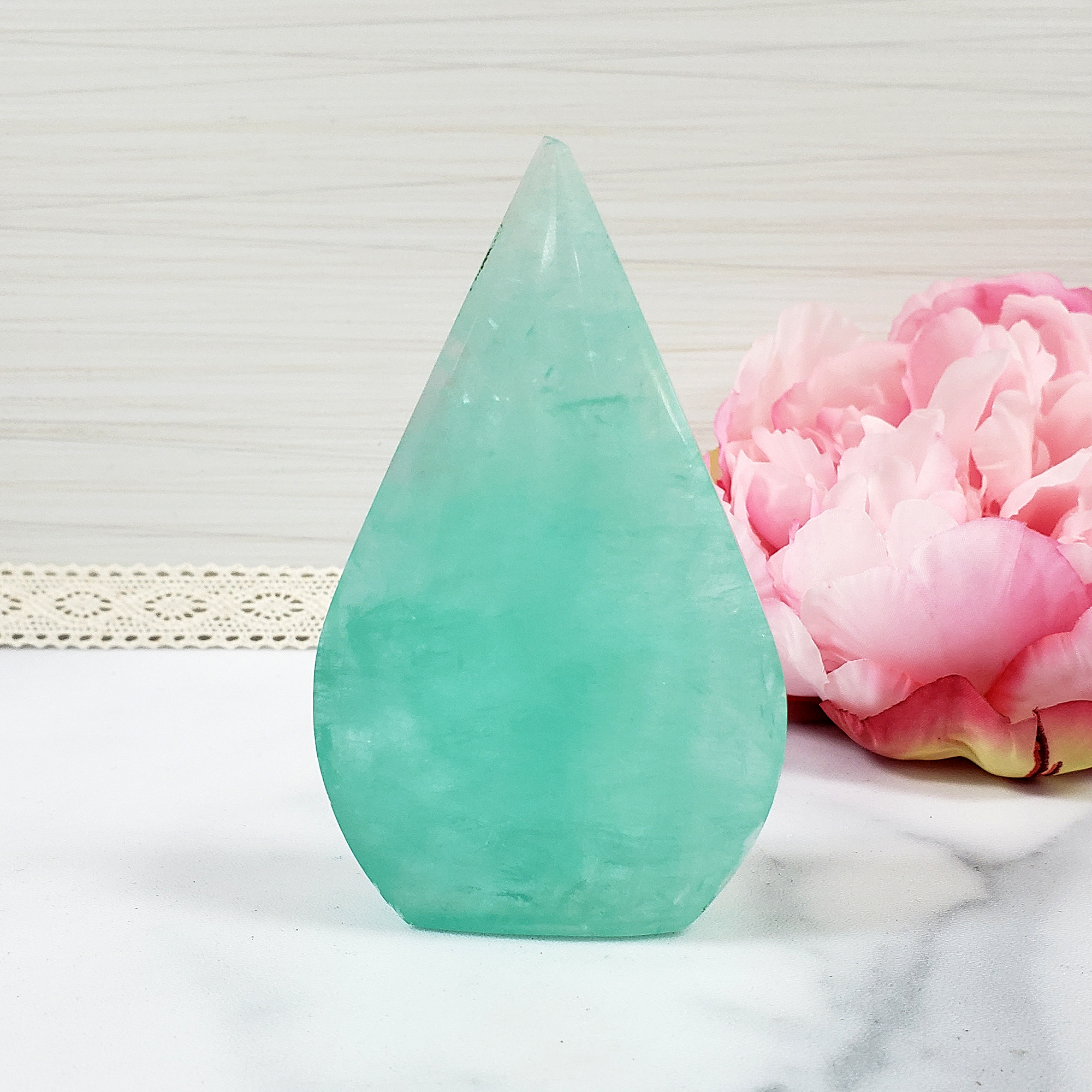 Unique Aqua Green Fluorite Crystal Portal Flame Tower | Glad