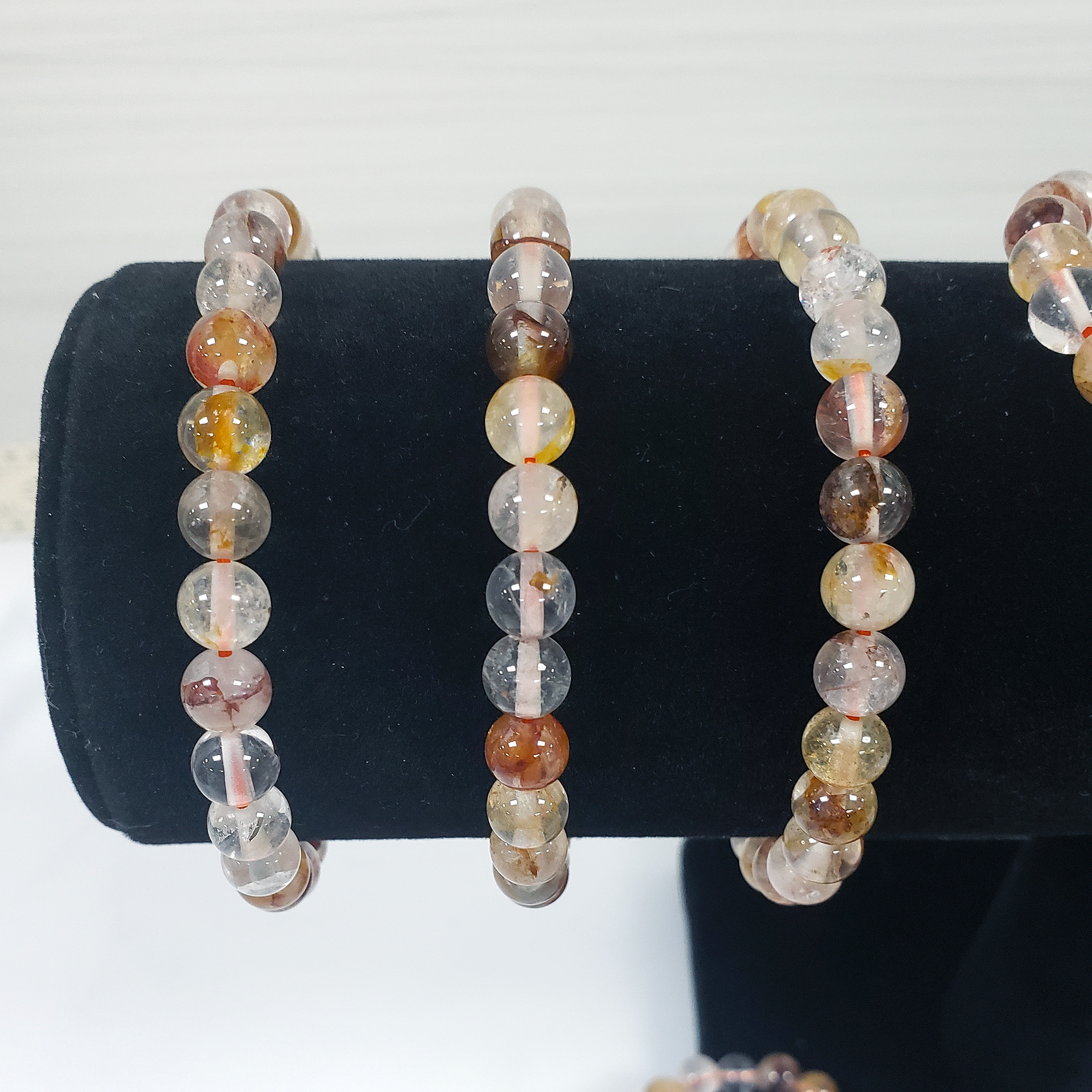 Golden Healer Hematoid Quartz Crystal Natural Gemstone 5-6mm Bead Bracelet - Close Up 2