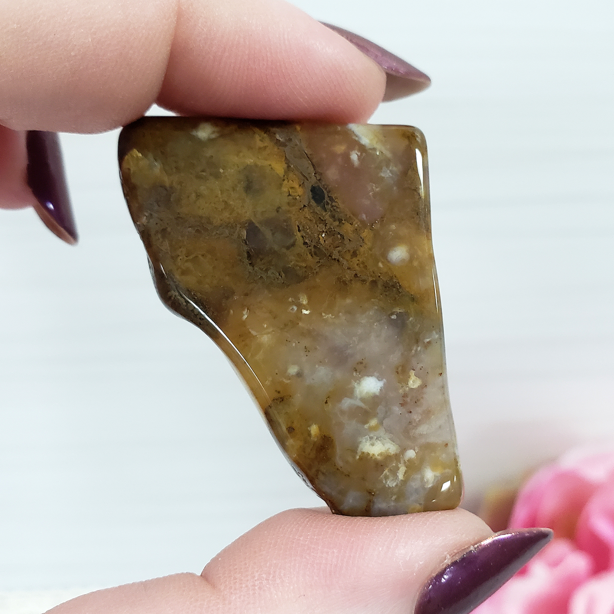 Golden Moss Agate Slice Natural Stone Slab Gemstone Slice | SMALL - 4