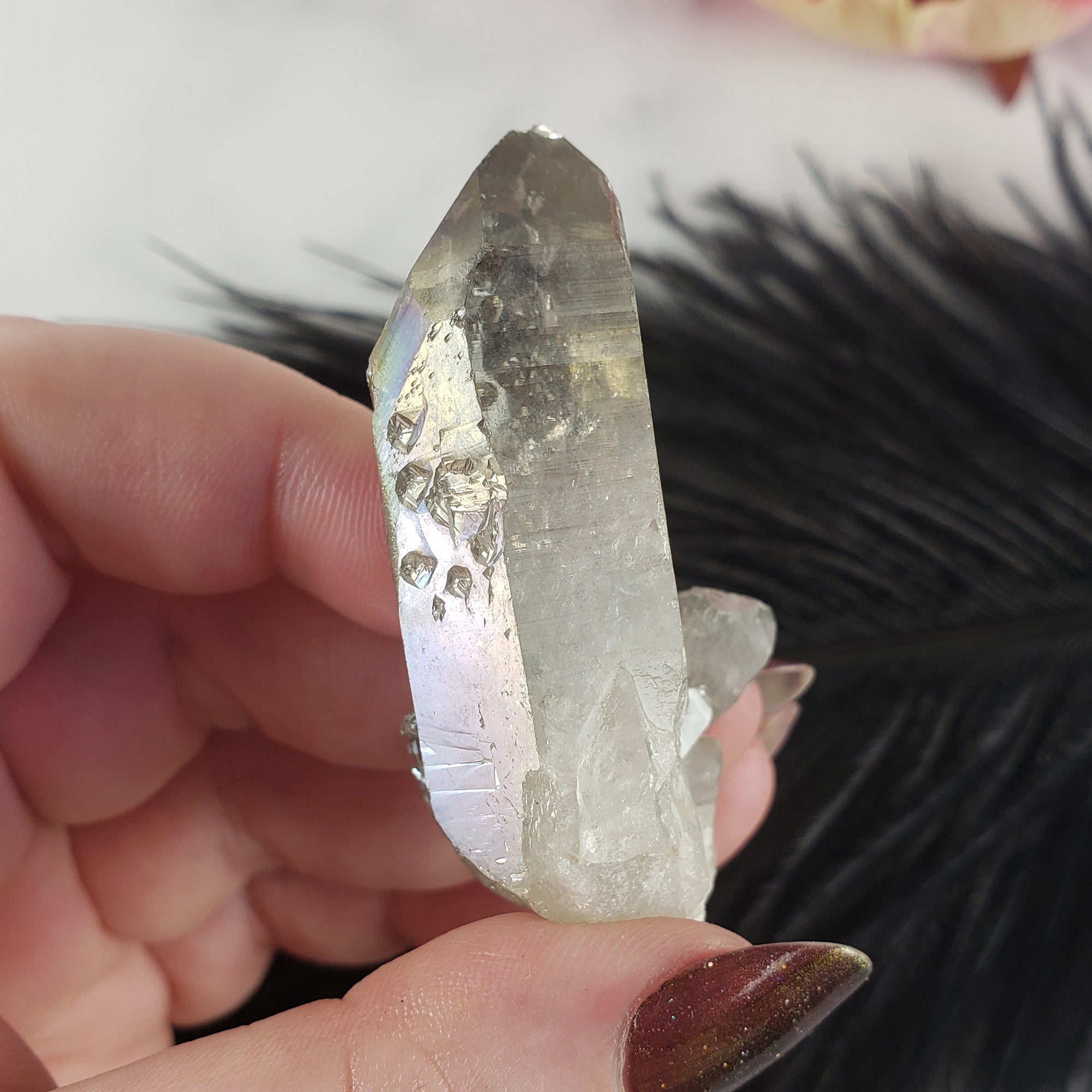 Unique Titanium Rainbow Aura Quartz Crystal Treated Gemstone | Gojo - 4