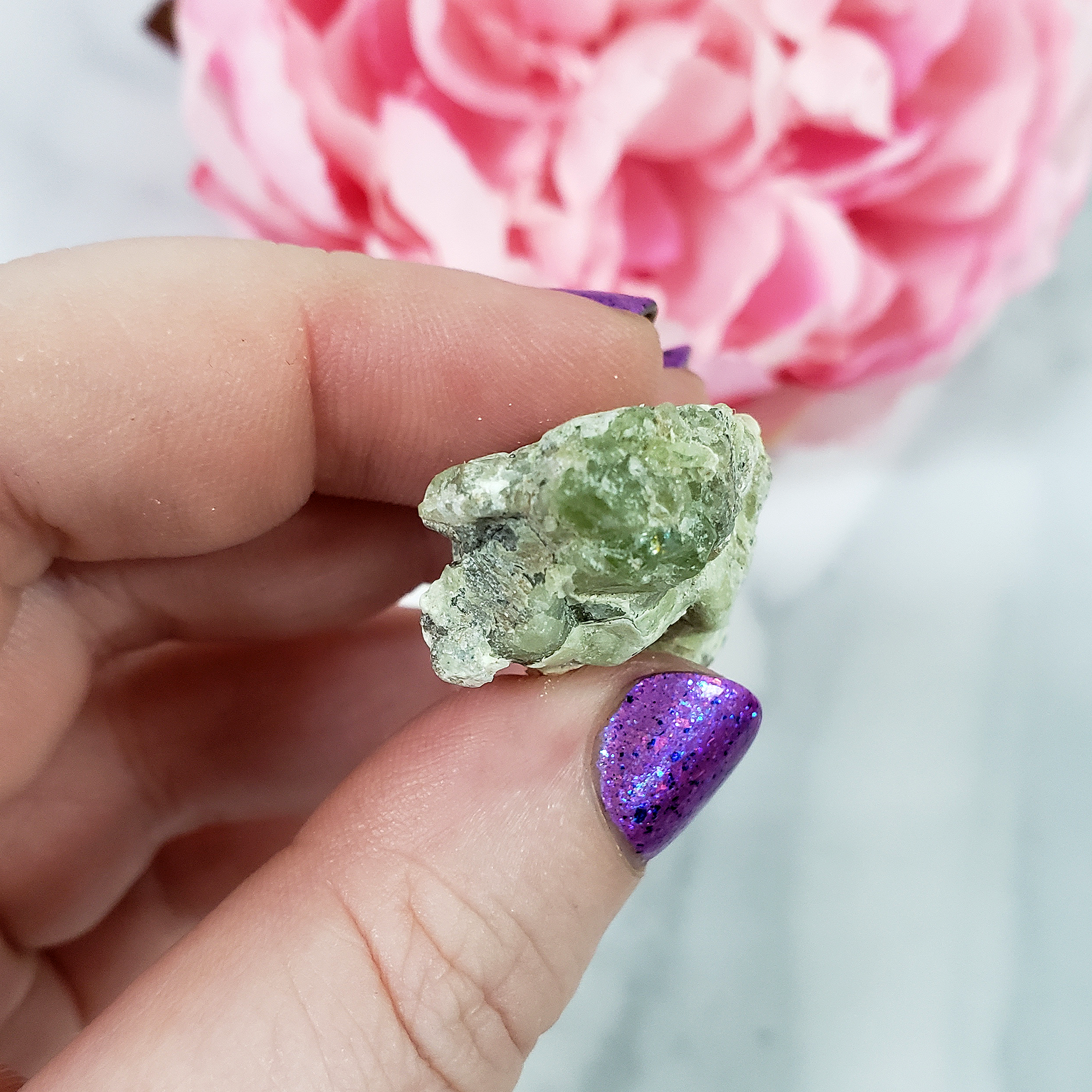 Unique Raw Peridot Stone in Matrix Natural Crystal Gemstone | Grace - 3