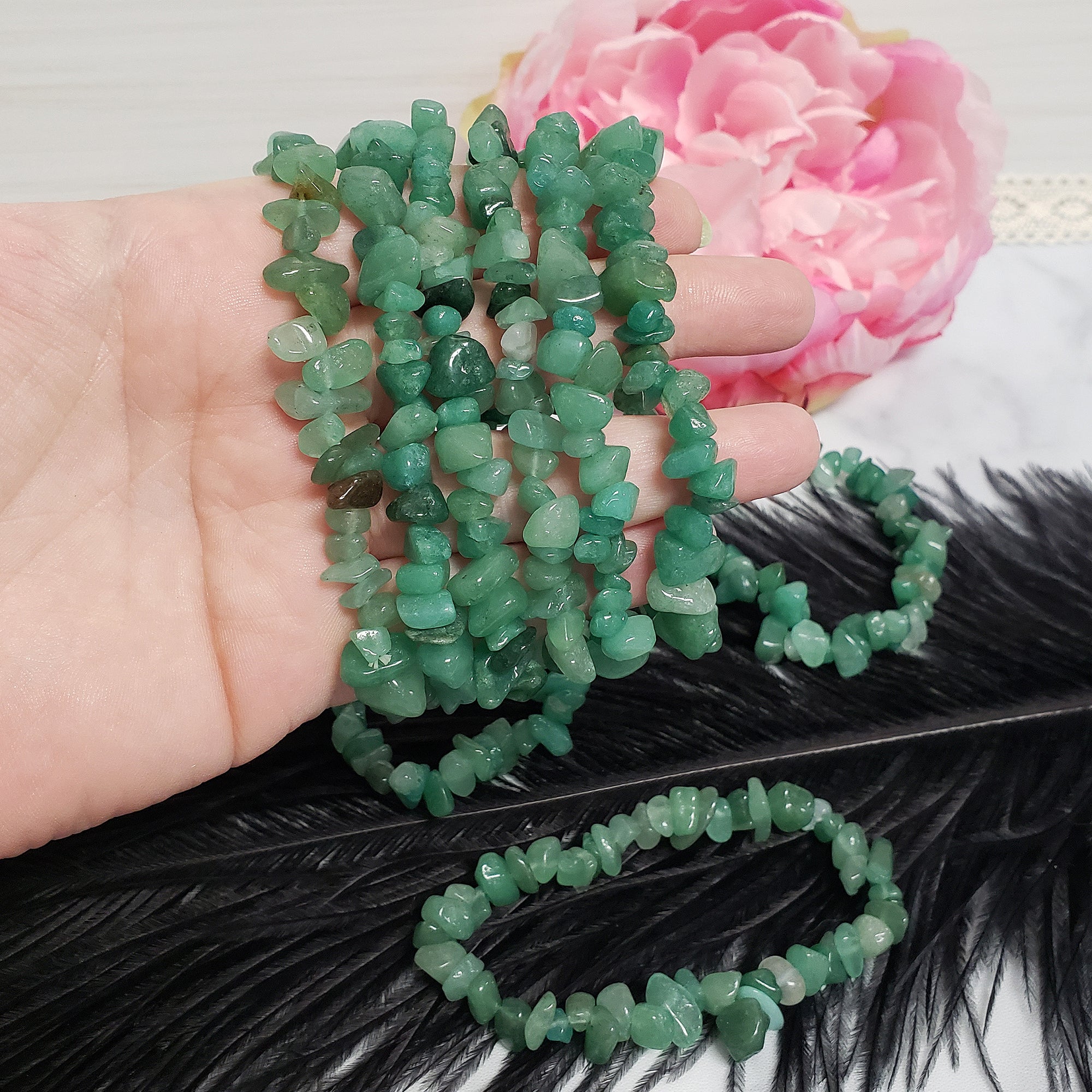Green Aventurine Crystal Natural Gemstone Chip Bead Bracelet - 3