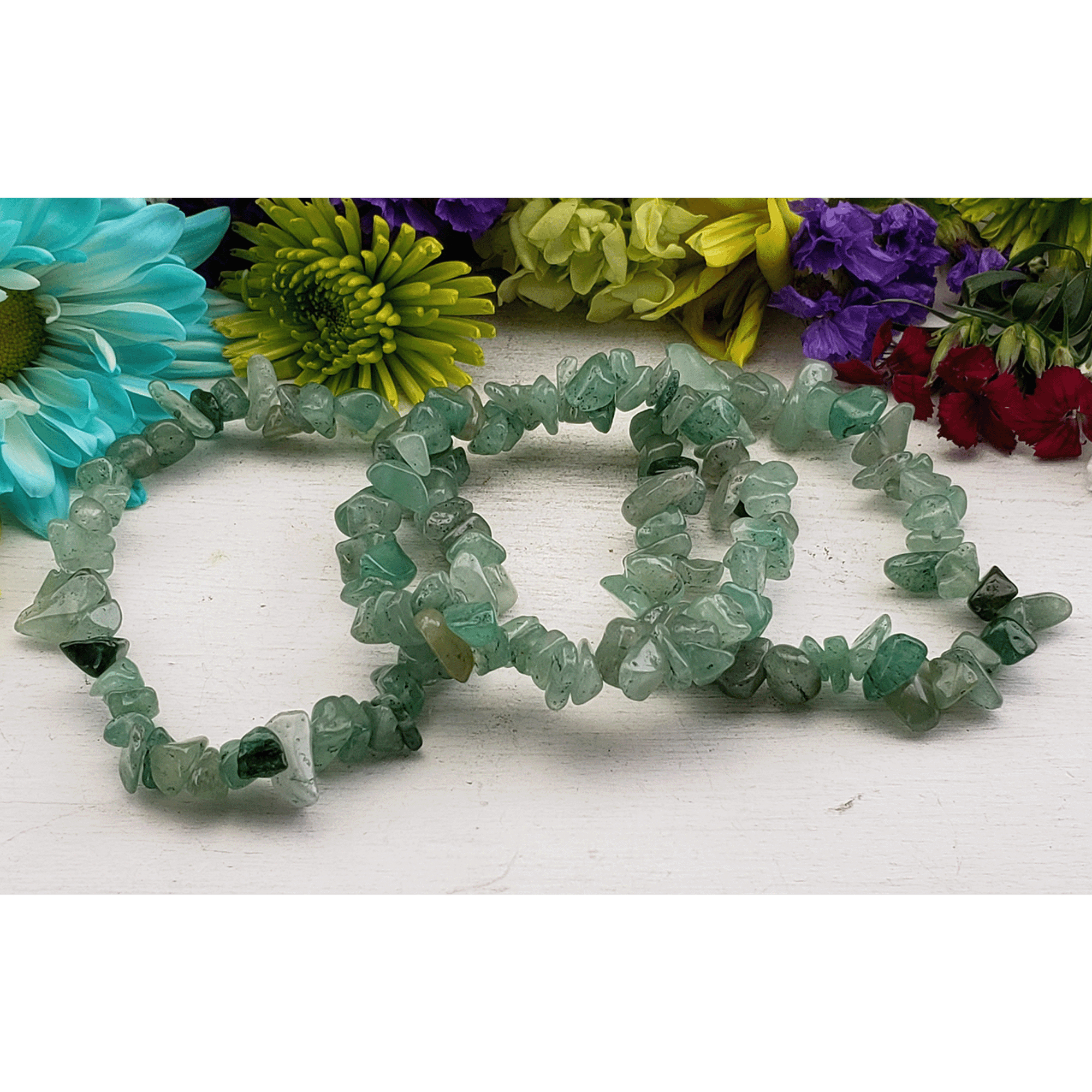 Green Aventurine Crystal Natural Gemstone Chip Bead Bracelet - 7