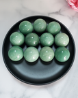 Green Aventurine Natural Crystal Sphere Gemstone Orb - One 30mm Sphere - Crystal Orbs in Black Ceramic Bowl