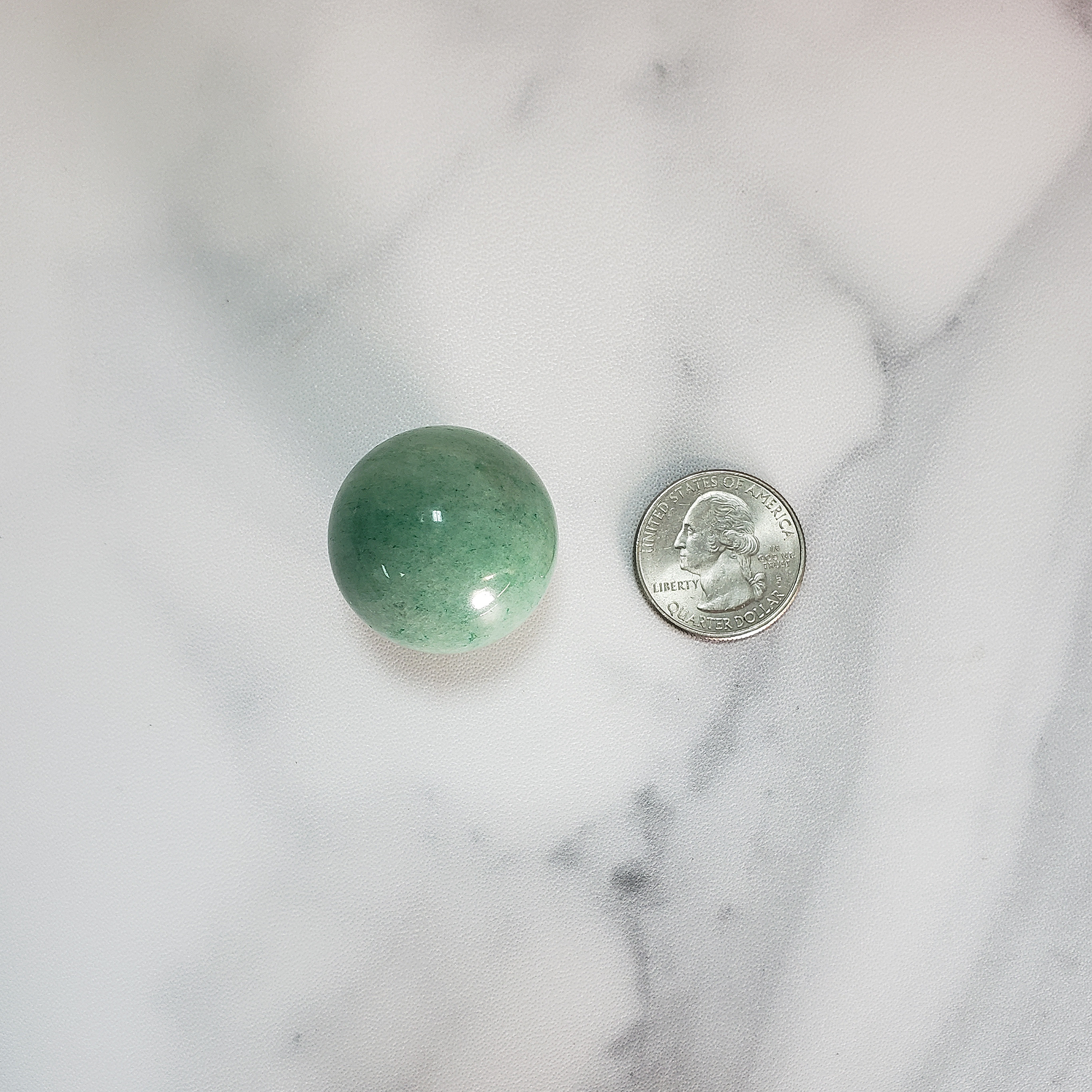 Green Aventurine Natural Crystal Sphere Gemstone Orb - One 30mm Sphere - Size Comparison