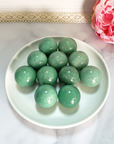 Green Aventurine Natural Crystal Sphere Gemstone Orb - One 30mm Sphere - Orbs in White Ceramic Bowl