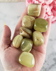 Green Calcite Crystal with Aragonite Natural Tumbled Stone | aka Marble Green Onyx - 4