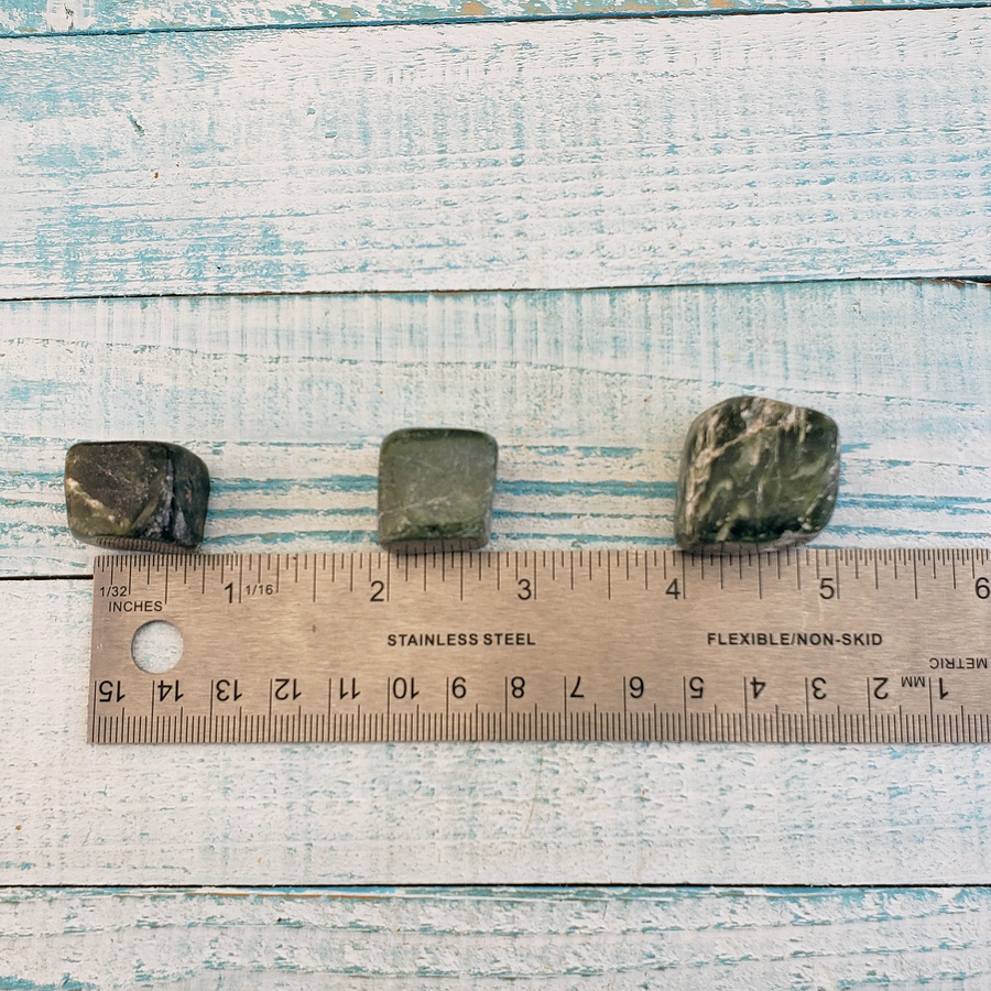 Nephrite Jade Natural Tumbled Stone - One Stone - Measurement