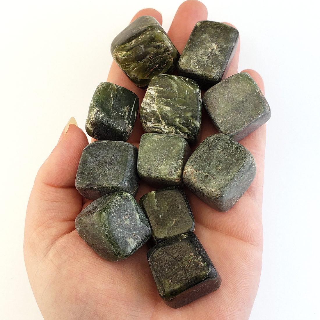 Nephrite Jade Natural Tumbled Stone - One Stone - In Hand