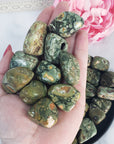 Green Rainforest Rhyolite Rock Natural Gemstone Tumbled Stone | One Stone - in hand