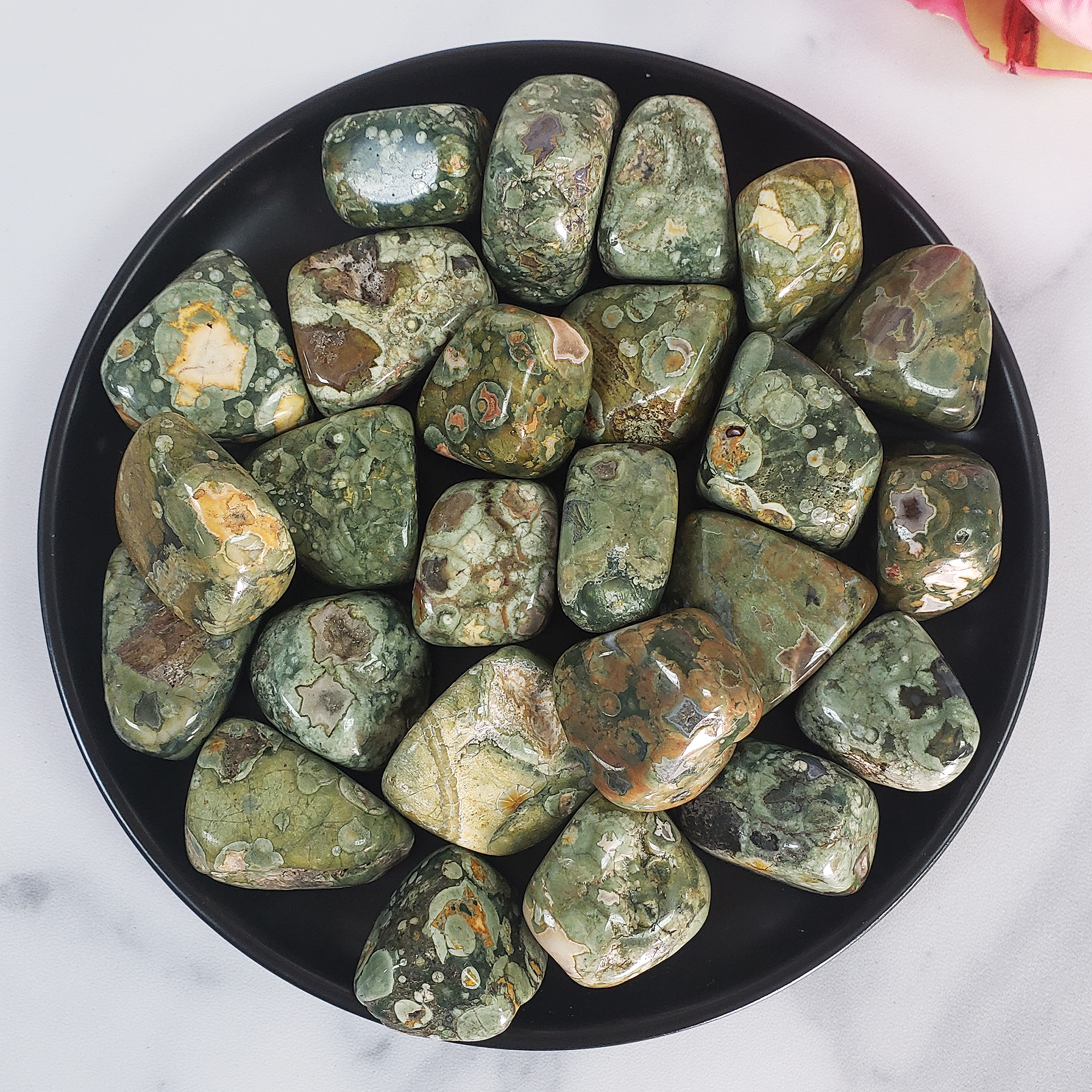 Green Rainforest Rhyolite Rock Natural Tumbled Stone