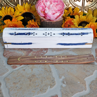 Rustic Incense Sampler Gift Box - Storage Box, Incense Burner Tray, & 50 Incense Sticks! - Blue Box Closed