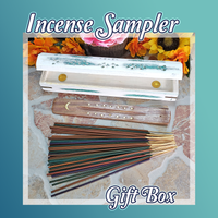 Rustic Incense Sampler Gift Box - Storage Box, Incense Burner Tray, & 50 Incense Sticks!