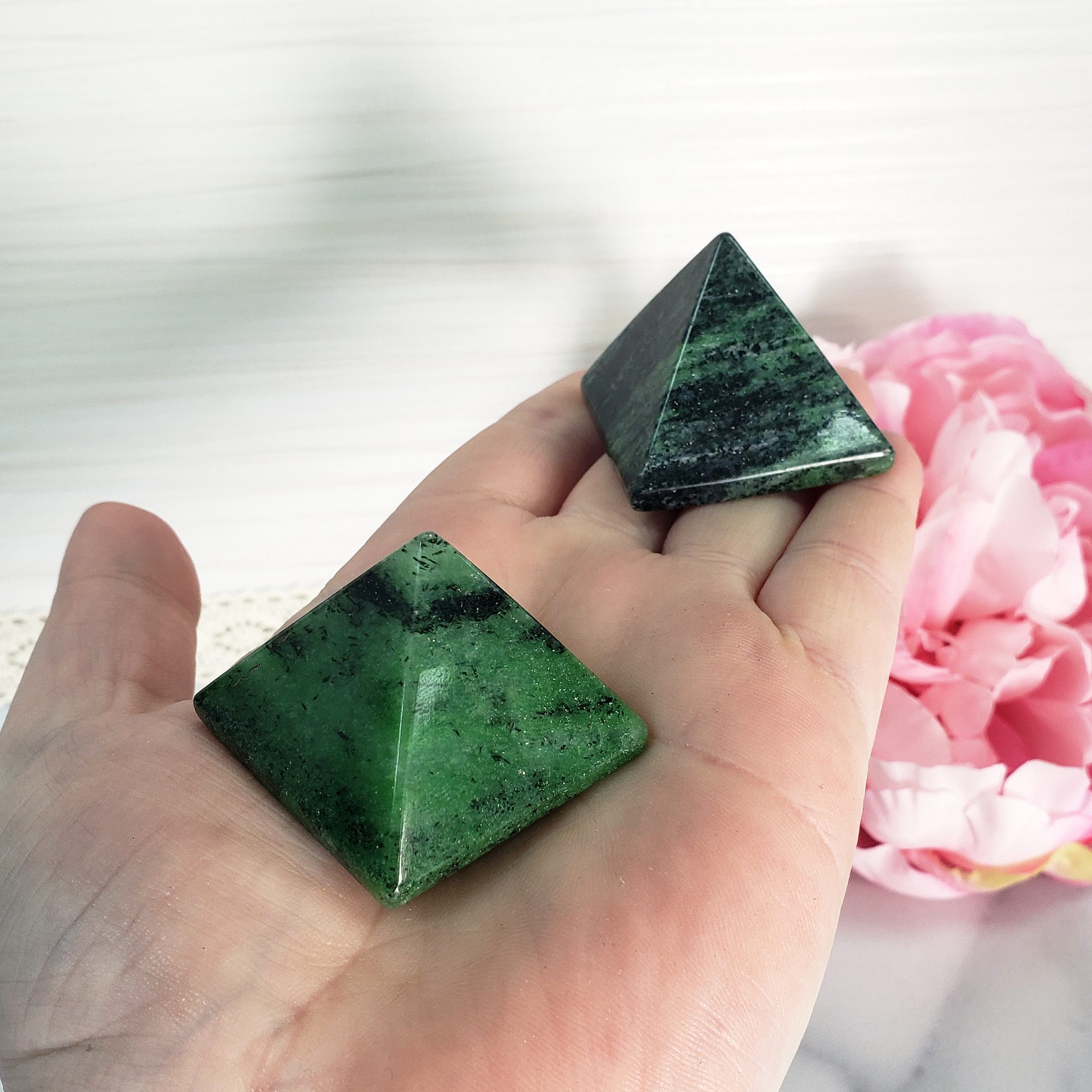 Green Zoisite Stone Natural Gemstone Crystal Pyramid | 30-35mm - B