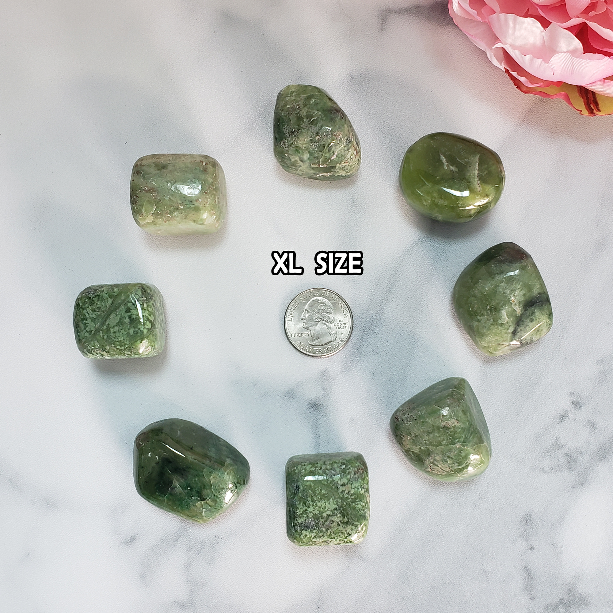 Grossularite | Green Grossular Garnet Crystal Natural Tumbled Stone | Multiple Sizes - XL Size