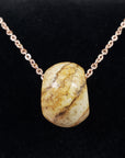 Grounding Necklace | Picture Jasper Crystal Natural Gemstone Pendant Bead on 18" Rosegold Plated Sterling Silver Chain