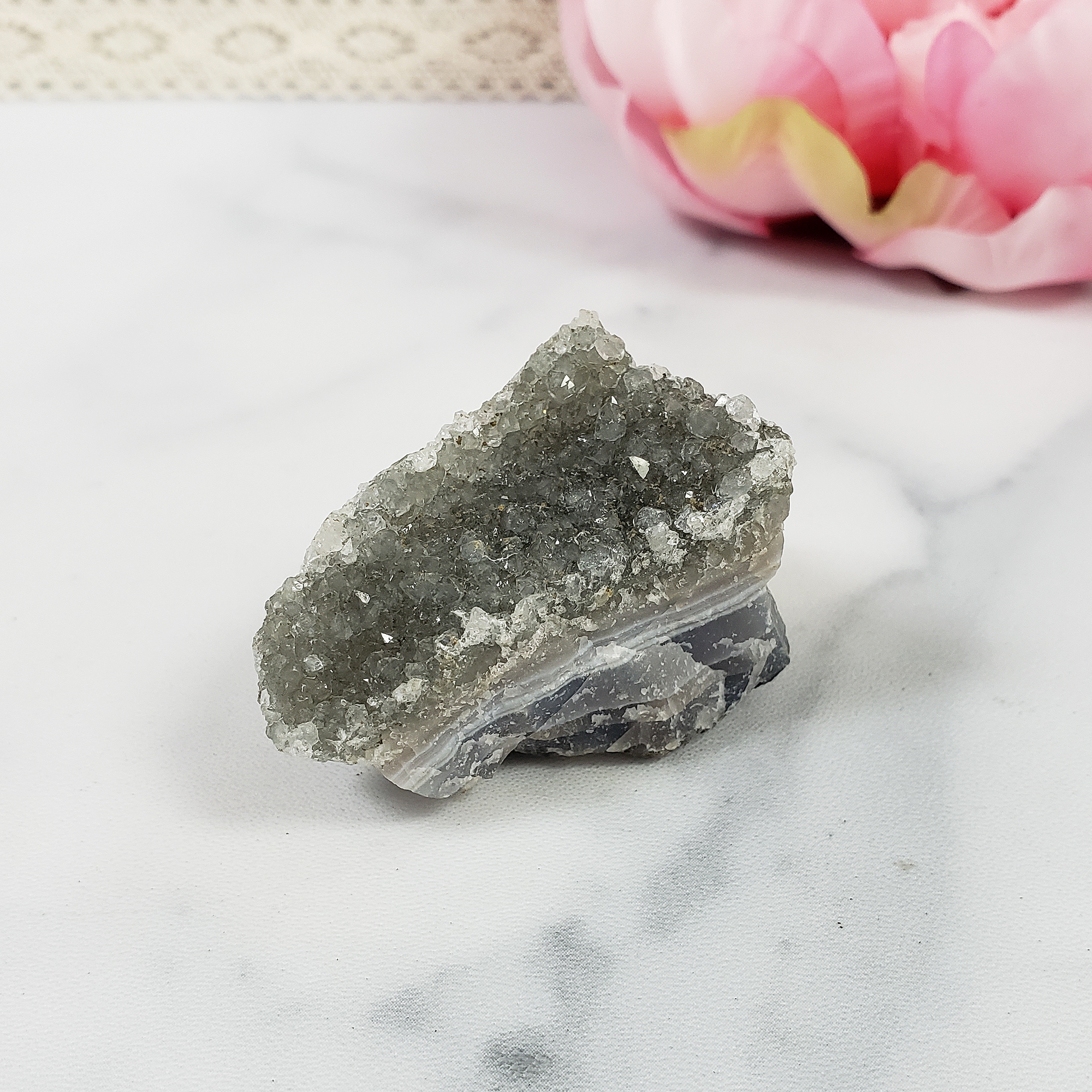 Unique Druzy Black Amethyst Included Quartz Crystal Cluster Natural Gemstone | Grounding