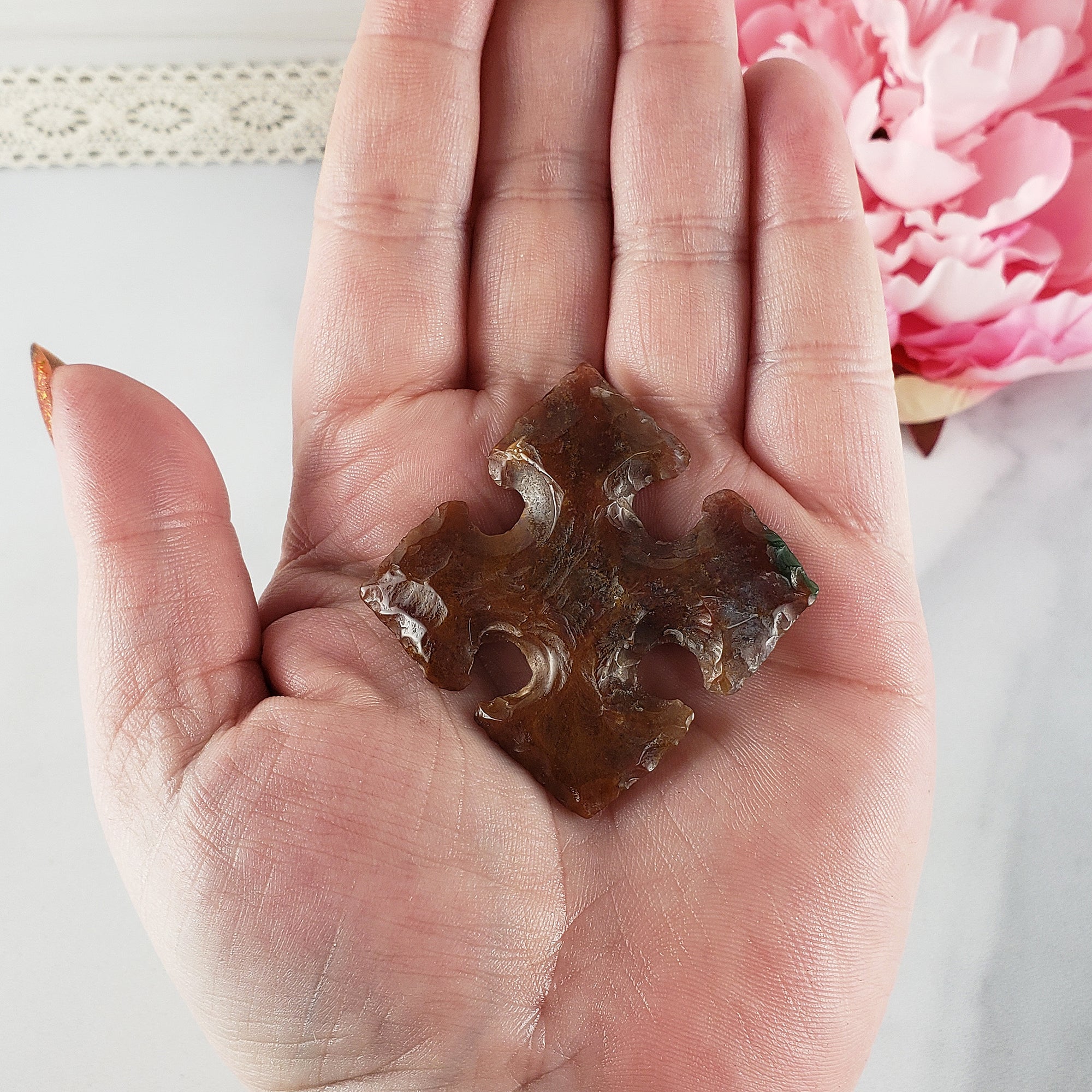 Unique Agate Crystal Carving Natural Gemstone Shape Compass Directions | Wanderer - 2