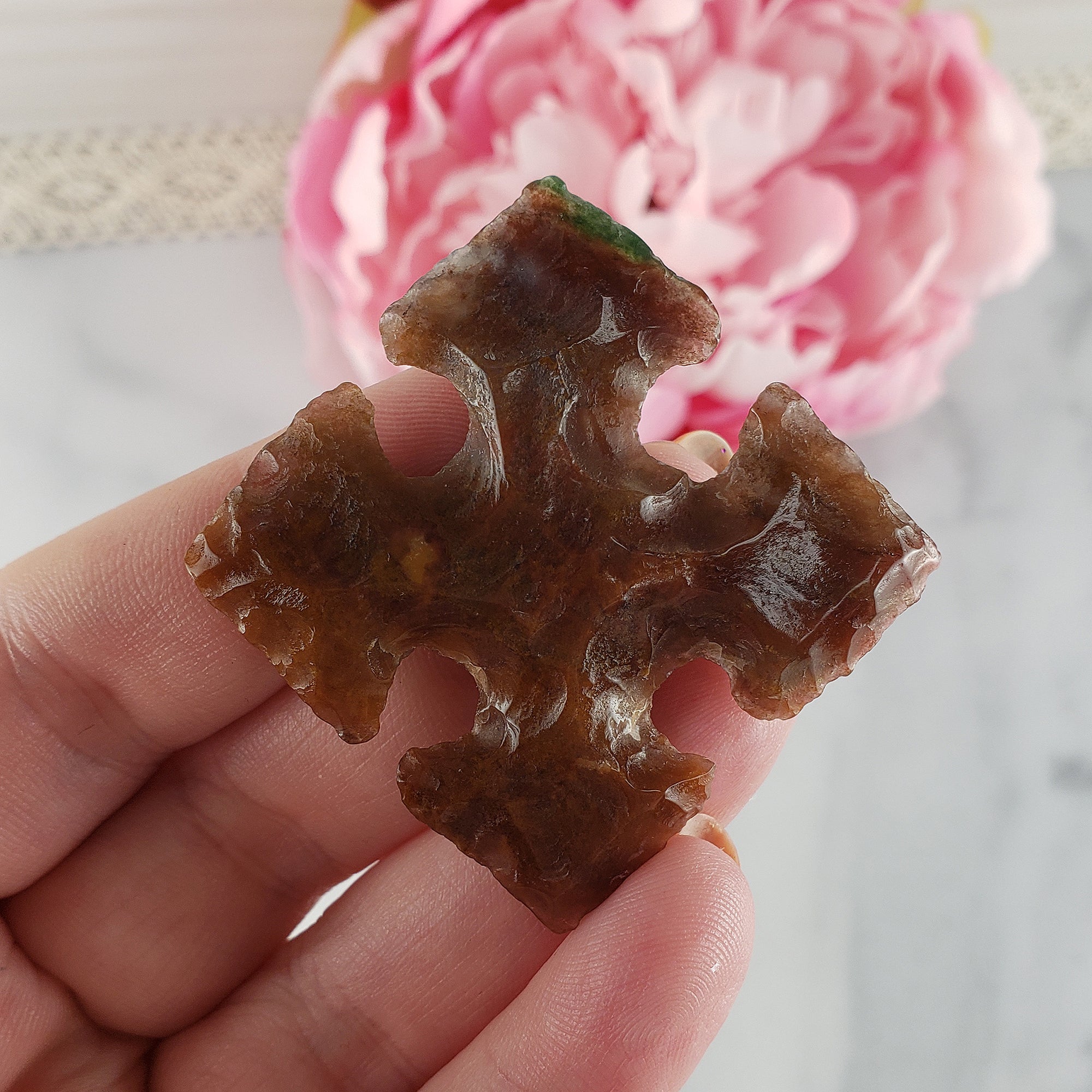 Unique Agate Crystal Carving Natural Gemstone Shape Compass Directions | Wanderer - 4