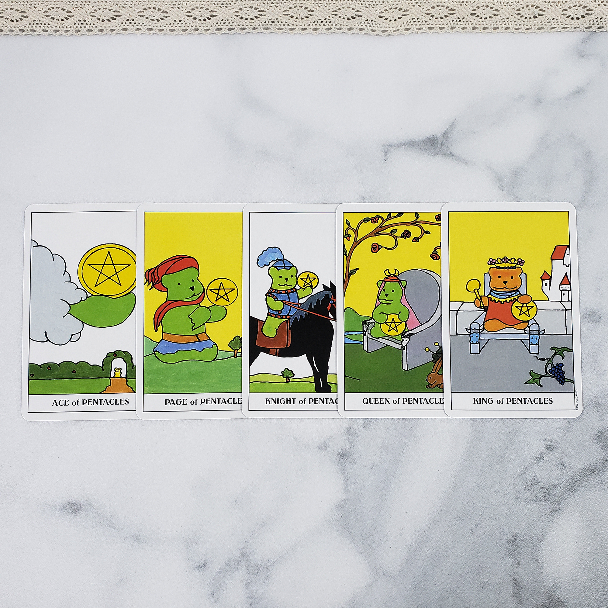 Gummy Bead Tarot Cards | Cute Tarot Deck | Divination Tool - Ace of Pentacles to King of Pentacles