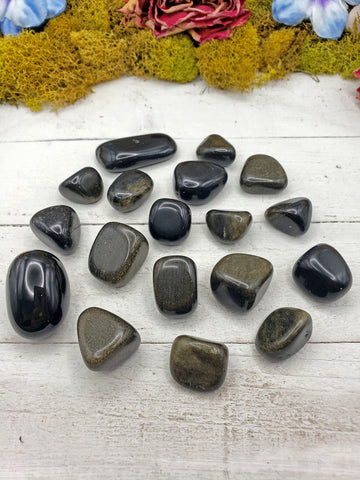 Gold Sheen Rainbow Obsidian Tumble - Single Stone or Ounce