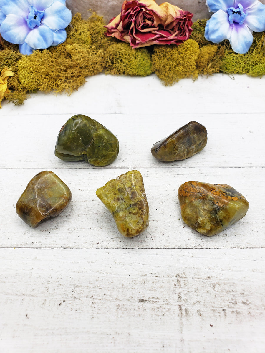 green opal stones on board