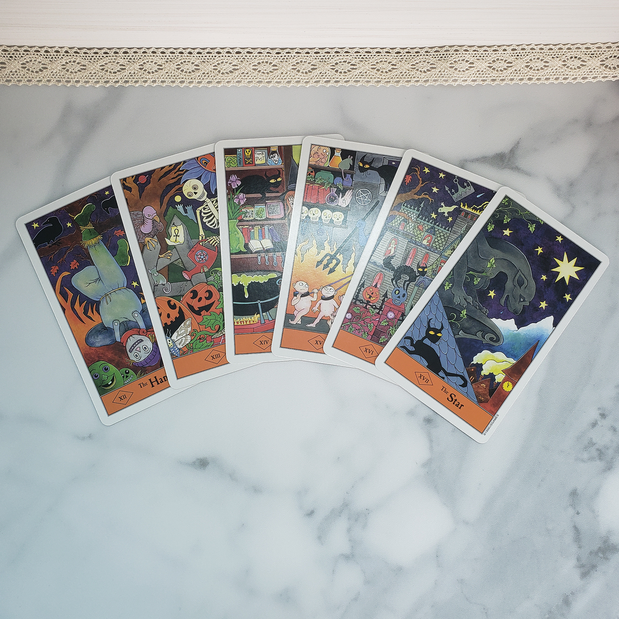 The Halloween Tarot Deck | Set of Tarot Cards | Divination Tool - Major Arcana - The Hanged Man to the Star