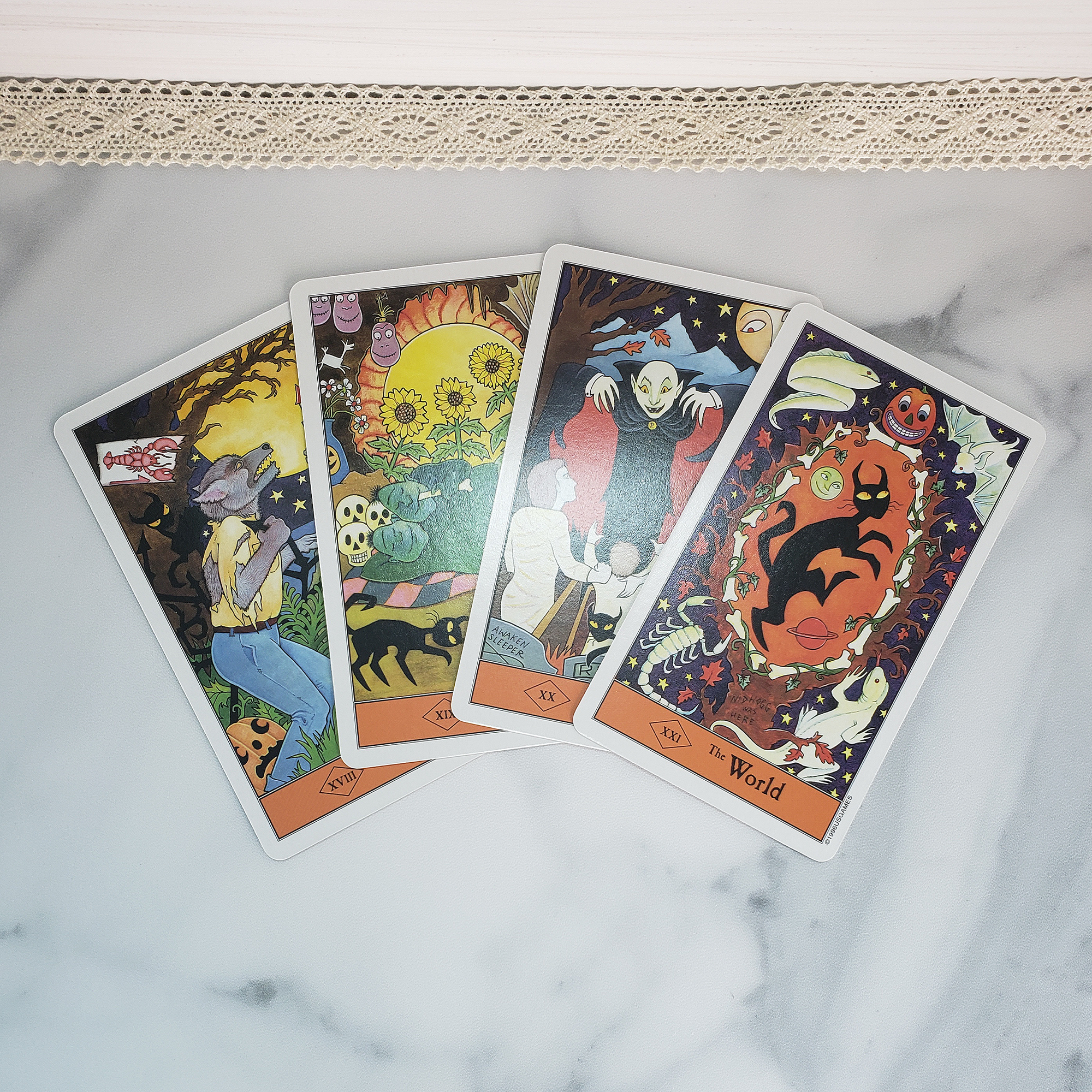 The Halloween Tarot Deck | Set of Tarot Cards | Divination Tool - Major Arcana - The Moon to The World