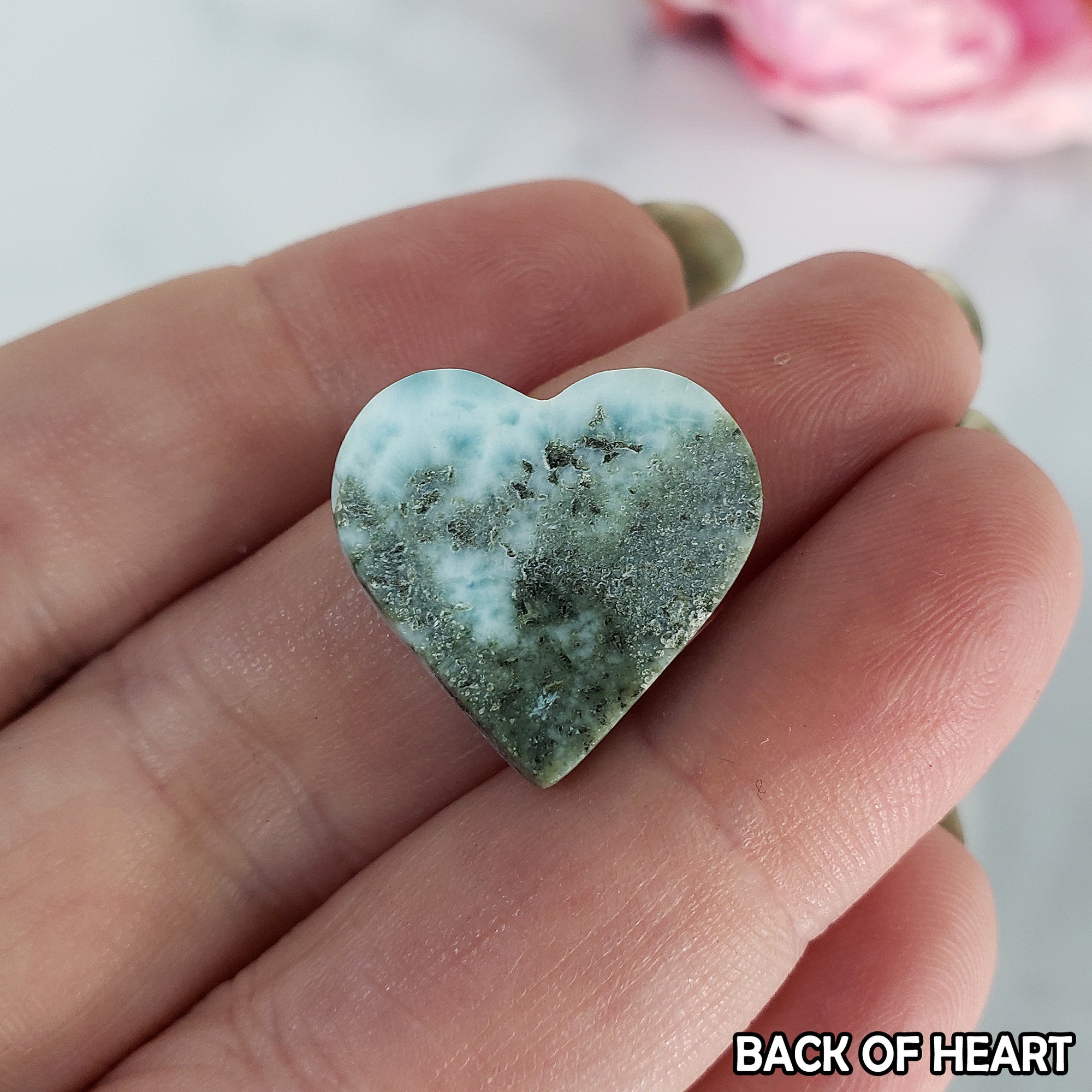 Unique High Quality Larimar Stone Heart Natural Gemstone Cabochon | Harlequin - 4