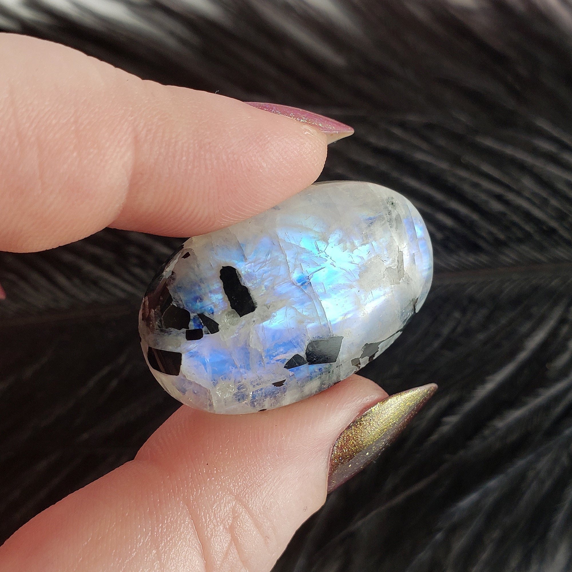 Unique 42 Carat Flashy Rainbow Moonstone Crystal Cabochon Natural High Quality Gemstone | Harmonic - 2