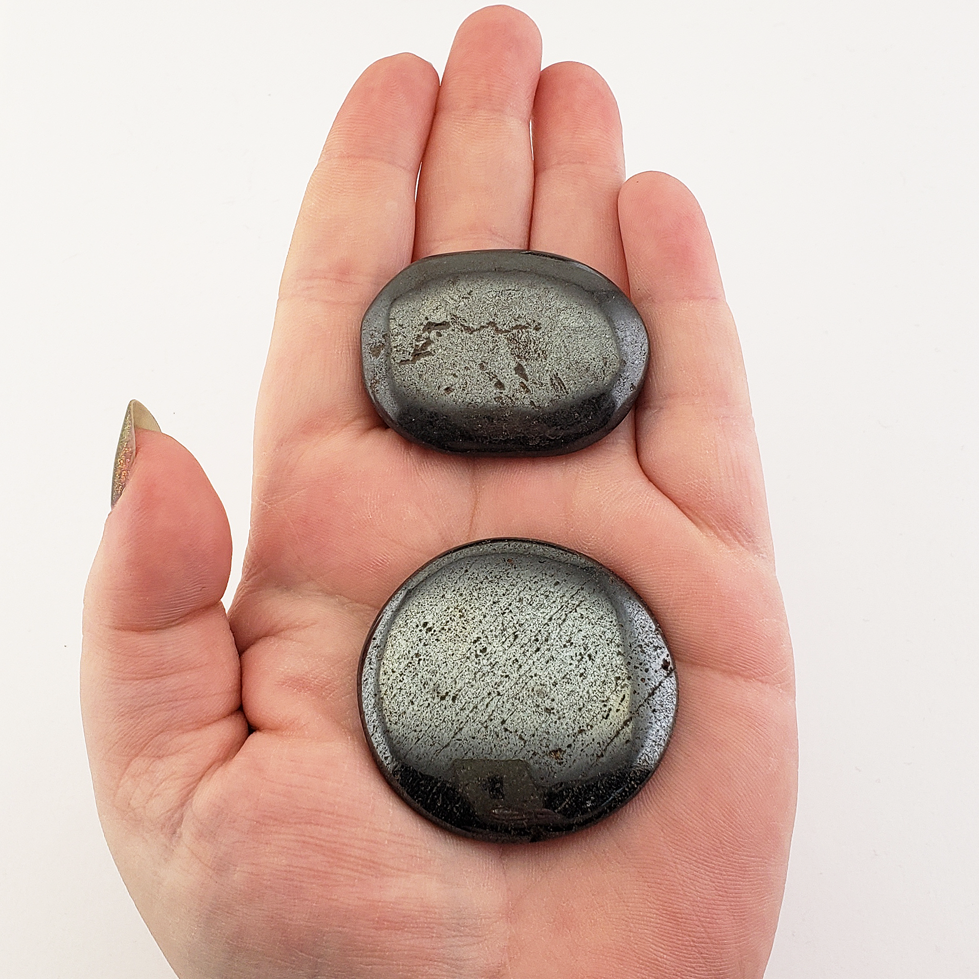 Hematite Natural Crystal Palm Stone Worry Stone Meditation Tool - 3