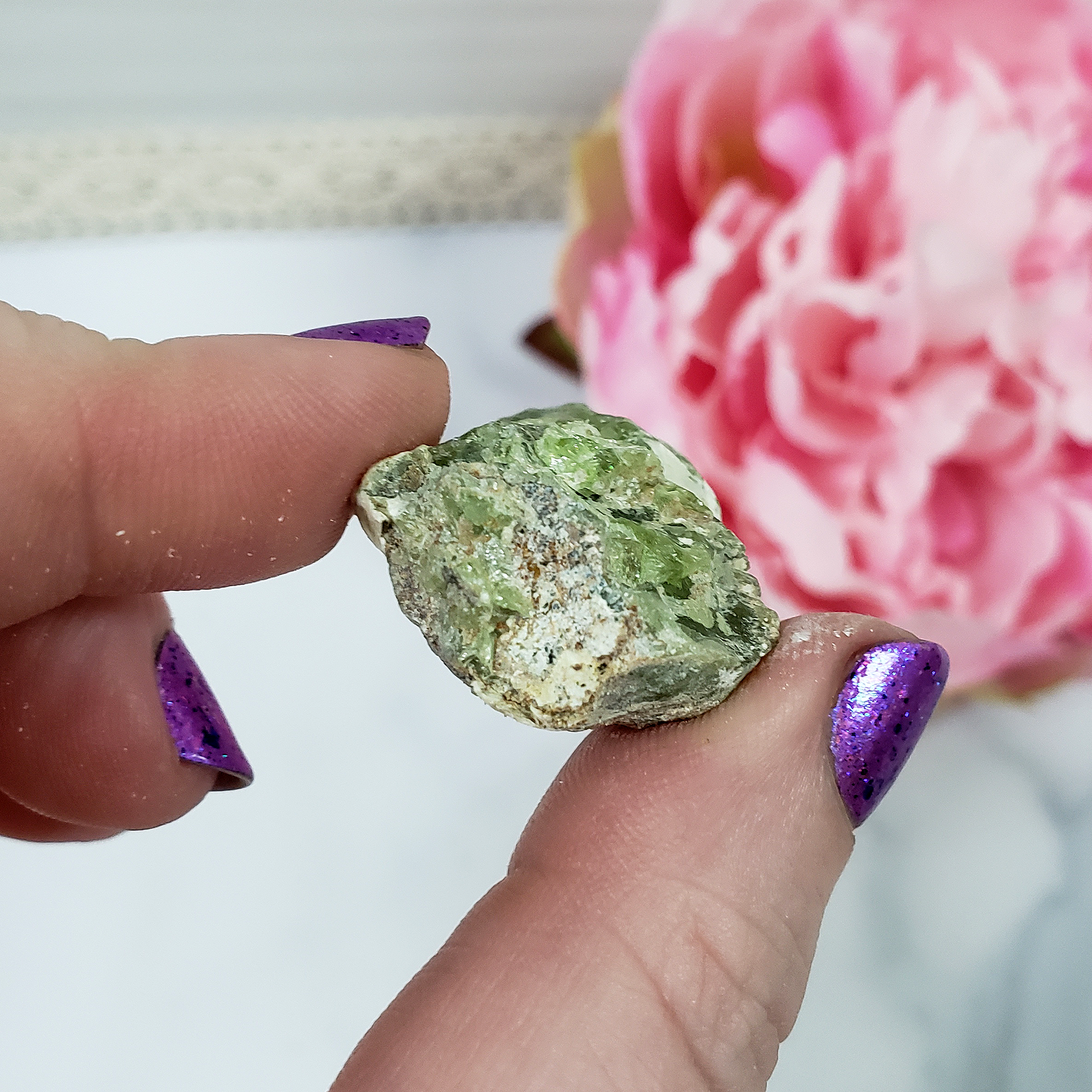 Unique Raw Peridot Stone in Matrix Natural Crystal Gemstone | Hope - 1