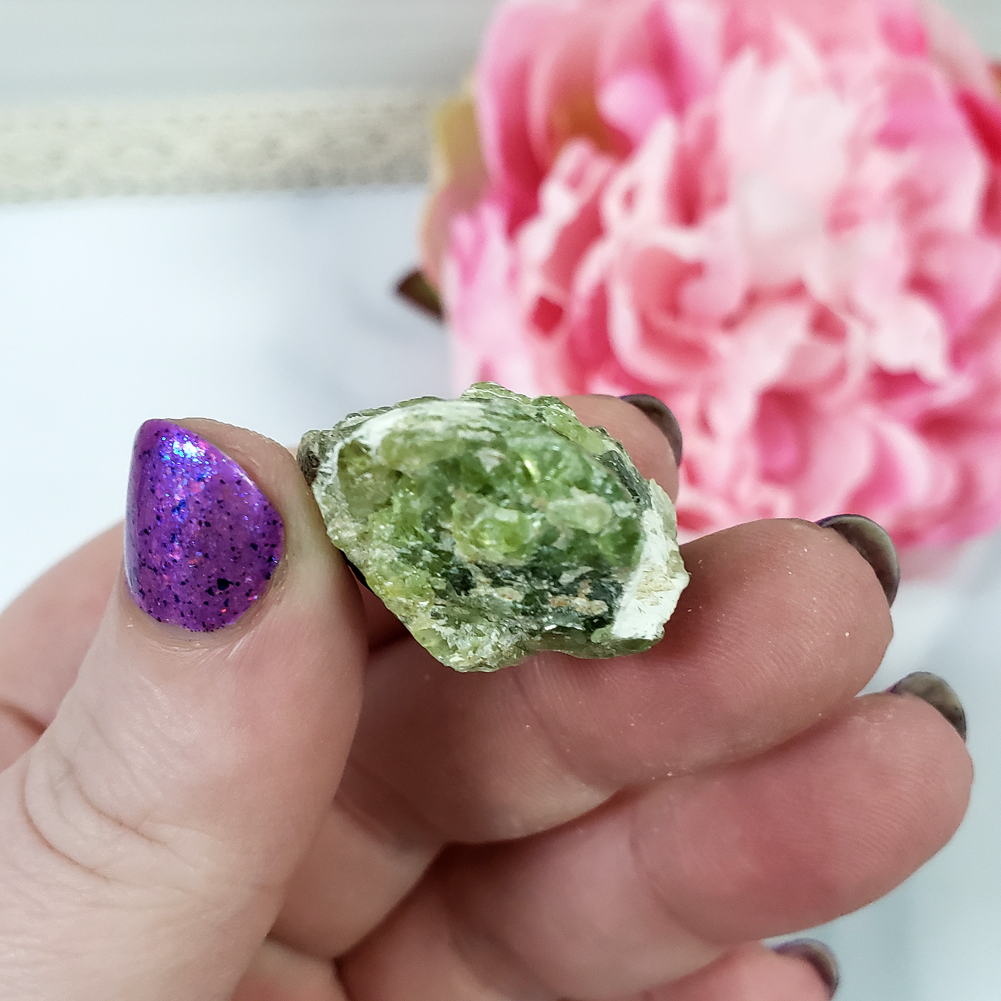 Unique Raw Peridot Stone in Matrix Natural Crystal Gemstone | Hope - 3