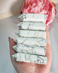 White Howlite Crystal Tower Natural Gemstone Point Obelisk Tower | MEDIUM - In Hand 2