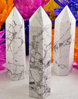 White Howlite Crystal Tower Natural Gemstone Point Obelisk Tower | MEDIUM - White Howlite Towers