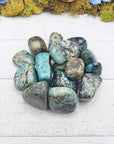 african turquoise stones on display