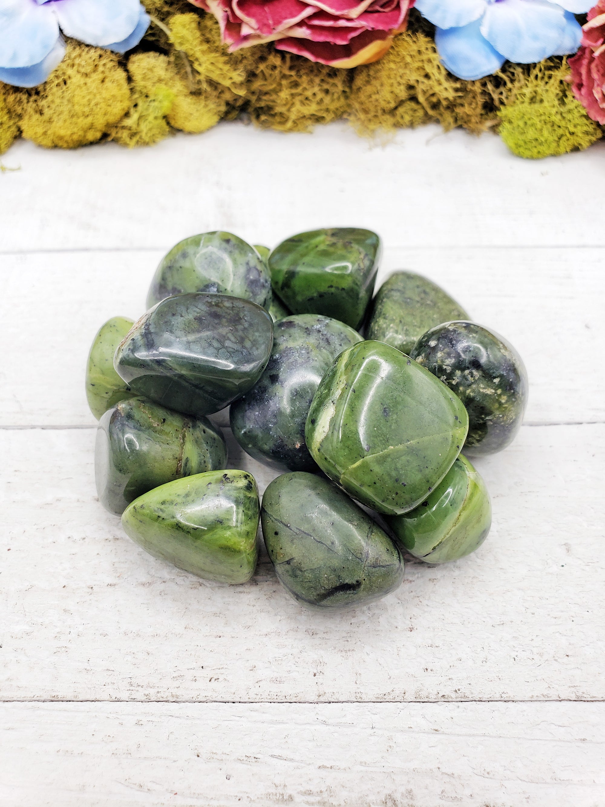 nephrite jade stones on display