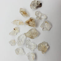 hyalite pieces on white background