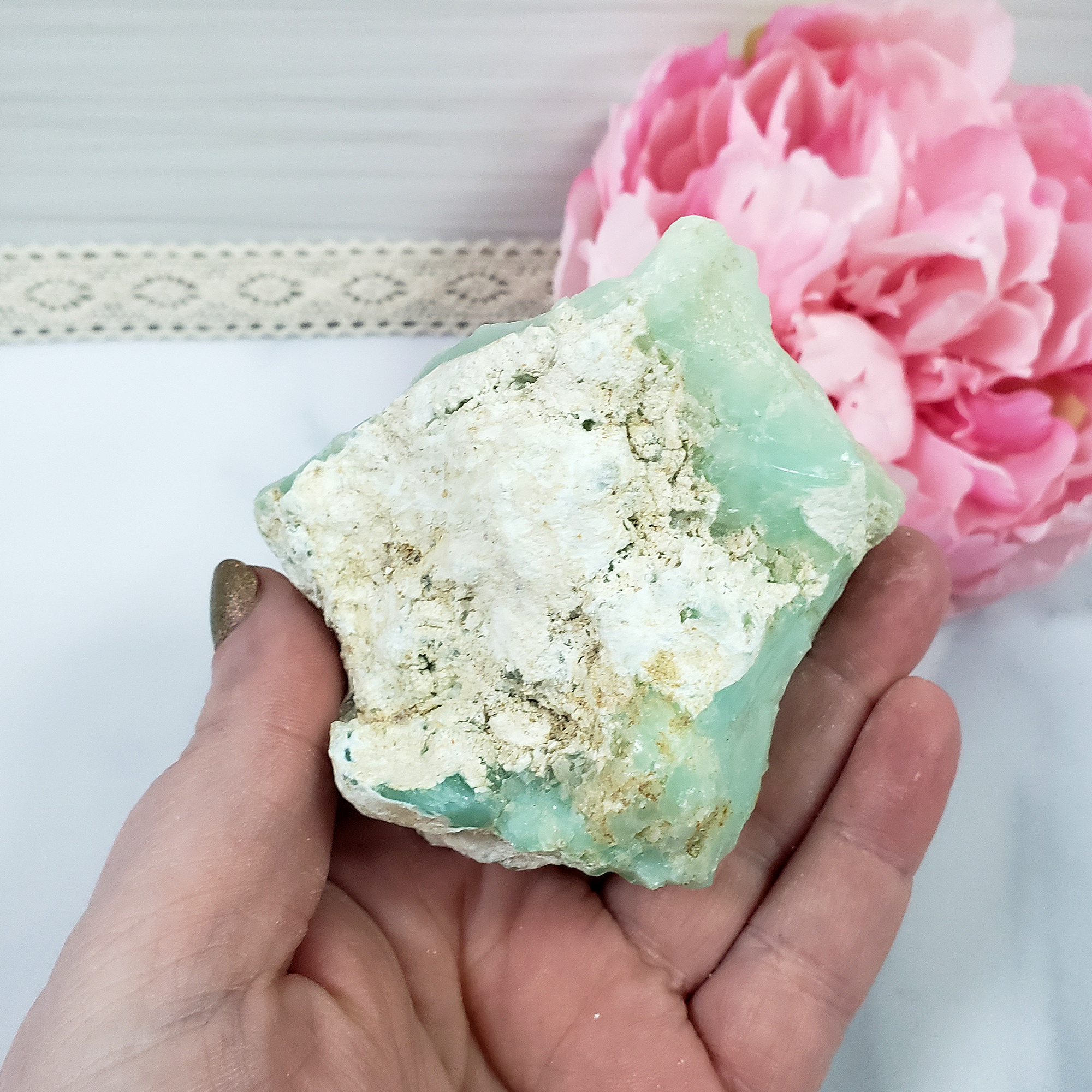 Unique High Quality Natural Raw Green Chrysoprase Cluster | Idealism - 2