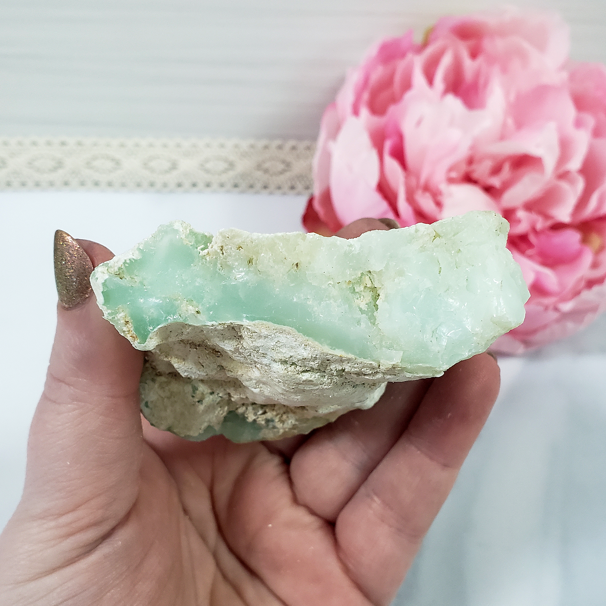 Unique High Quality Natural Raw Green Chrysoprase Cluster | Idealism - 3