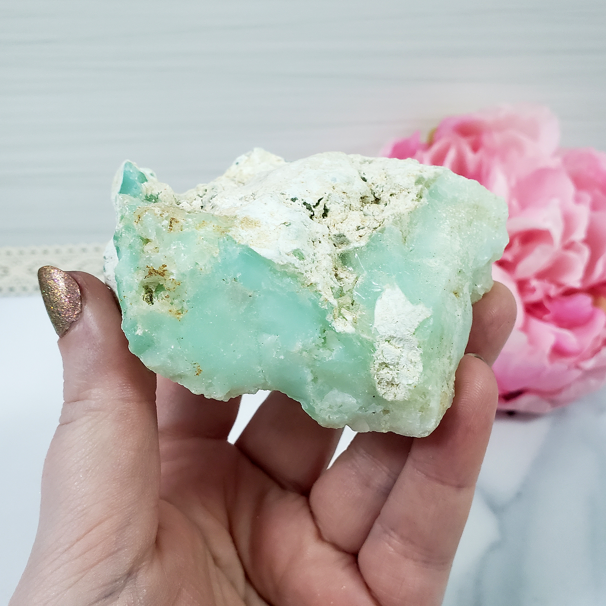 Unique High Quality Natural Raw Green Chrysoprase Cluster | Idealism - 1