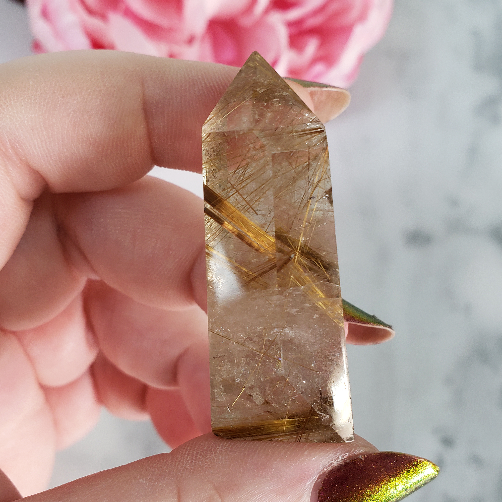 Unique Rutilated Quartz Crystal Tower Natural Gemstone Point | Inanna - 5