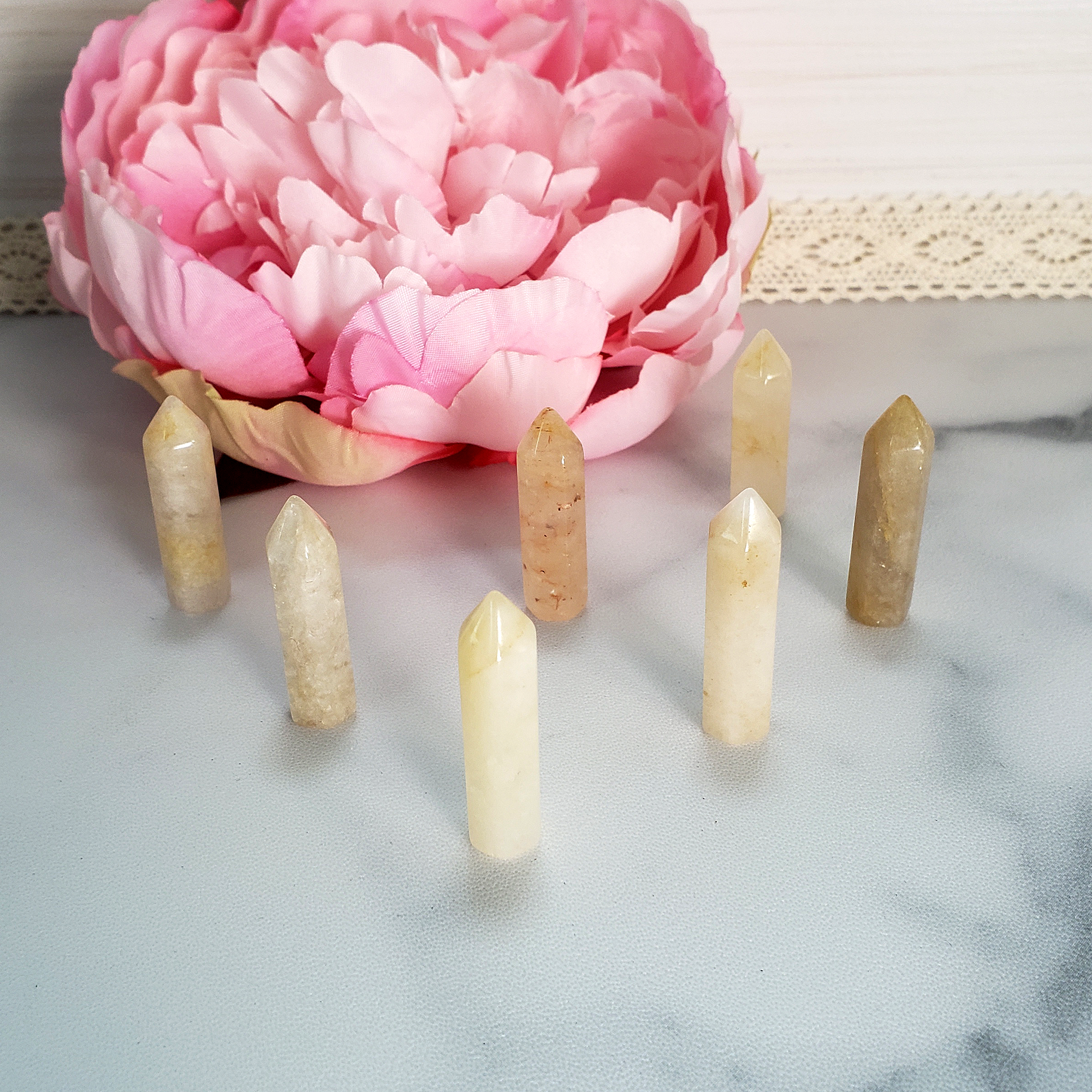Included Quartz Crystal Natural Gemstone Tower Point | MINI - Included Quartz Gemstone Towers