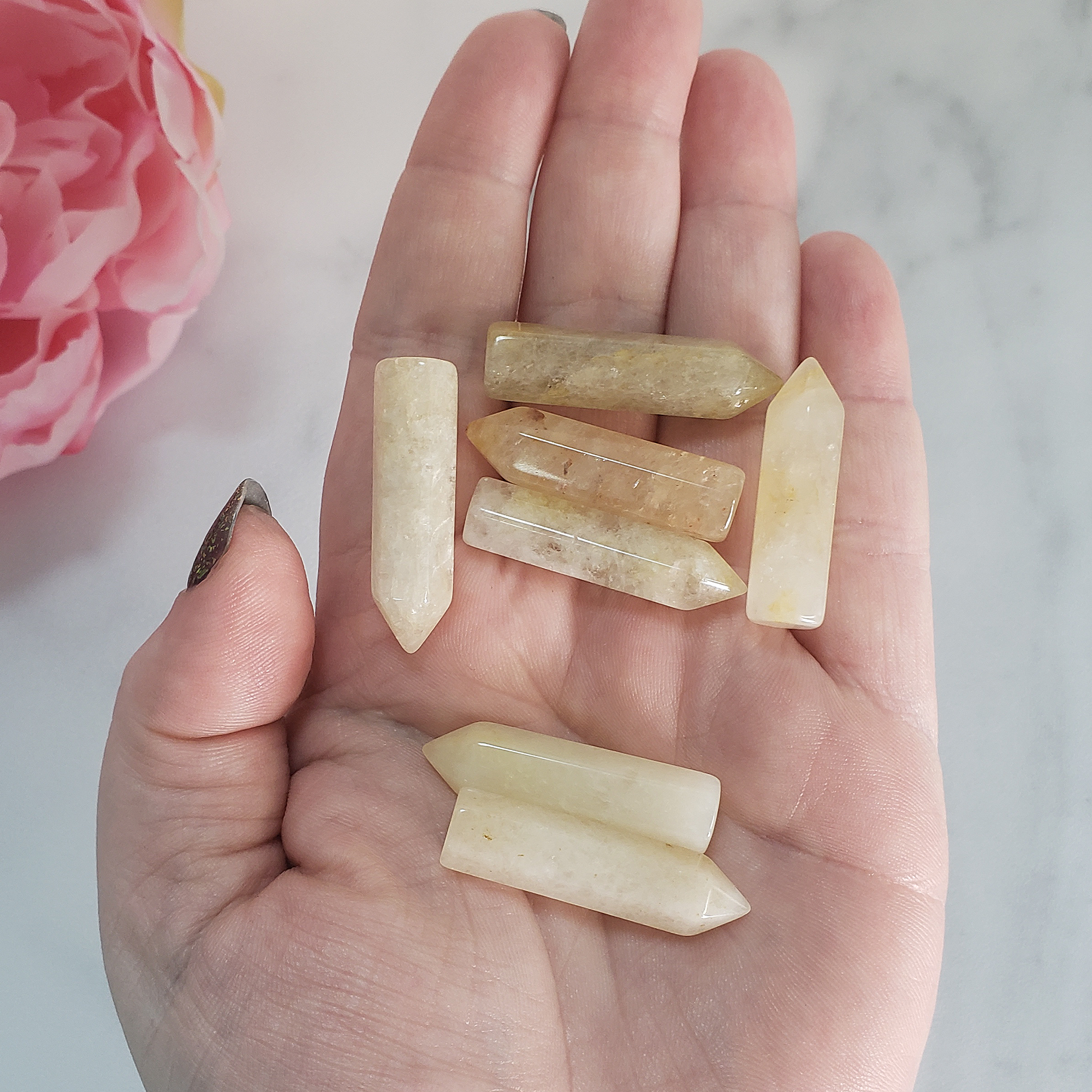 Included Quartz Crystal Natural Gemstone Tower Point | MINI - Quartz Points in Hand
