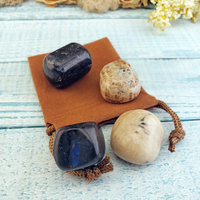 Inspiration & Learning - Set of Four Tumbled Stones with Pouch - Unique Spiritual Gifts 