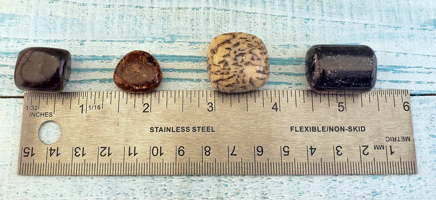 Inspiration & Learning - Set of Four Tumbled Stones with Pouch - Measurements