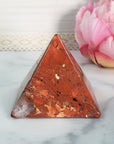 Unique Brecciated Flower Red Jasper Gemstone Natural Crystal Pyramid | 2 Inch Base | Integrity - 5