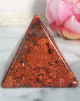 Unique Brecciated Flower Red Jasper Gemstone Natural Crystal Pyramid | 2 Inch Base | Integrity