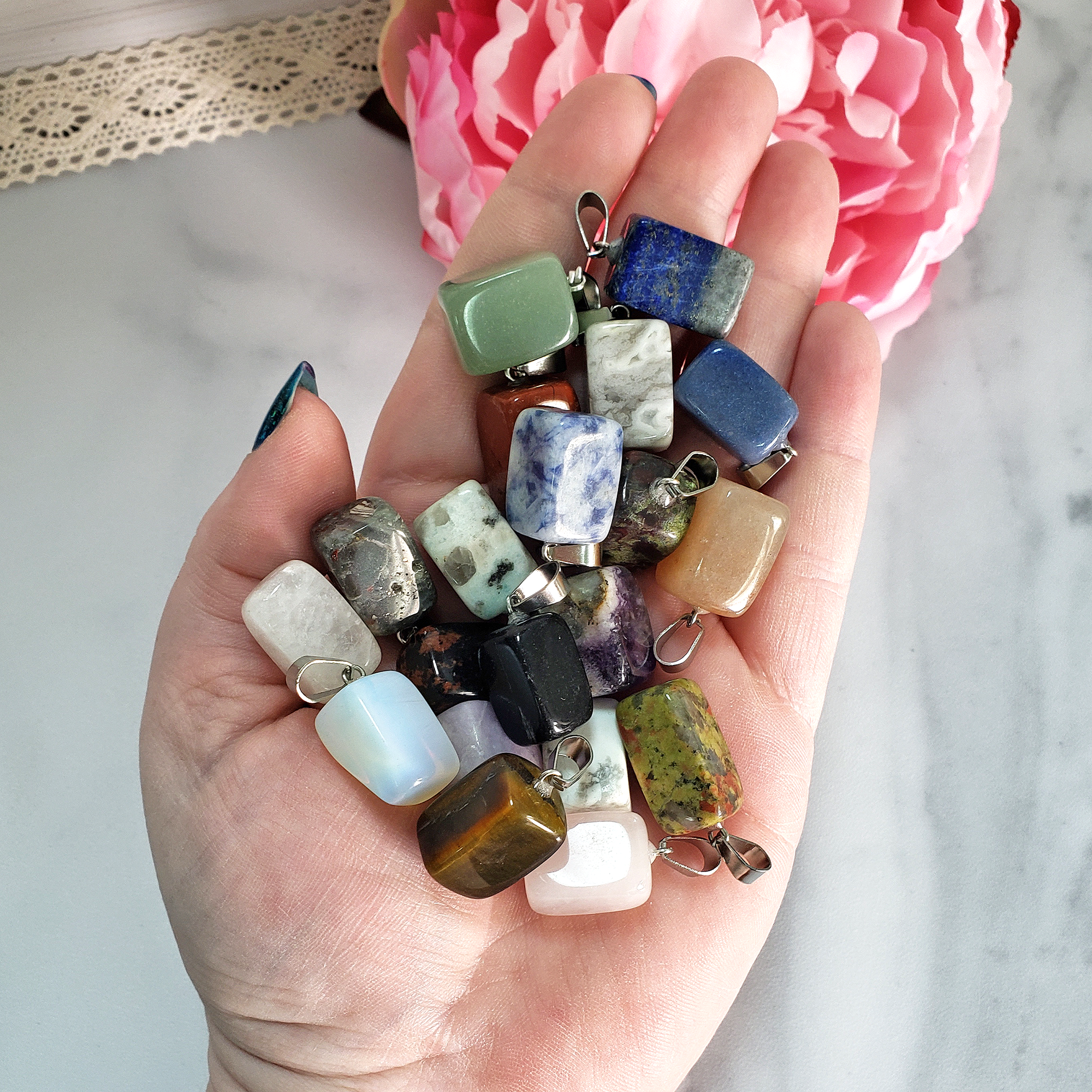 Intuitively Selected Crystal Nugget Gemstone Pendant - Handful of Mystery Crystal Pendants