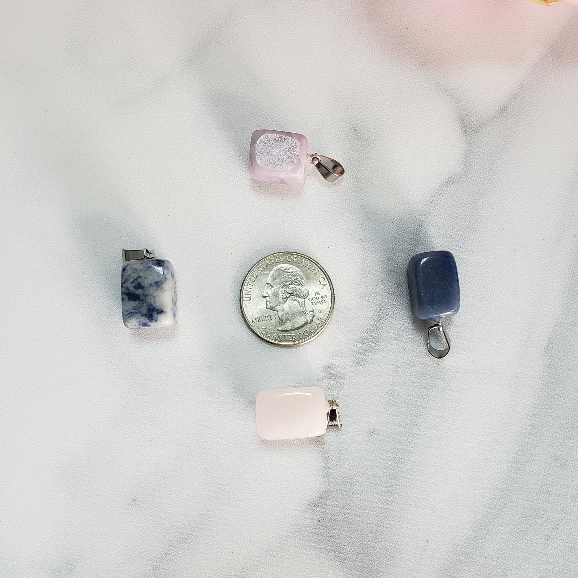 Intuitively Selected Crystal Nugget Gemstone Pendant - Size Comparison